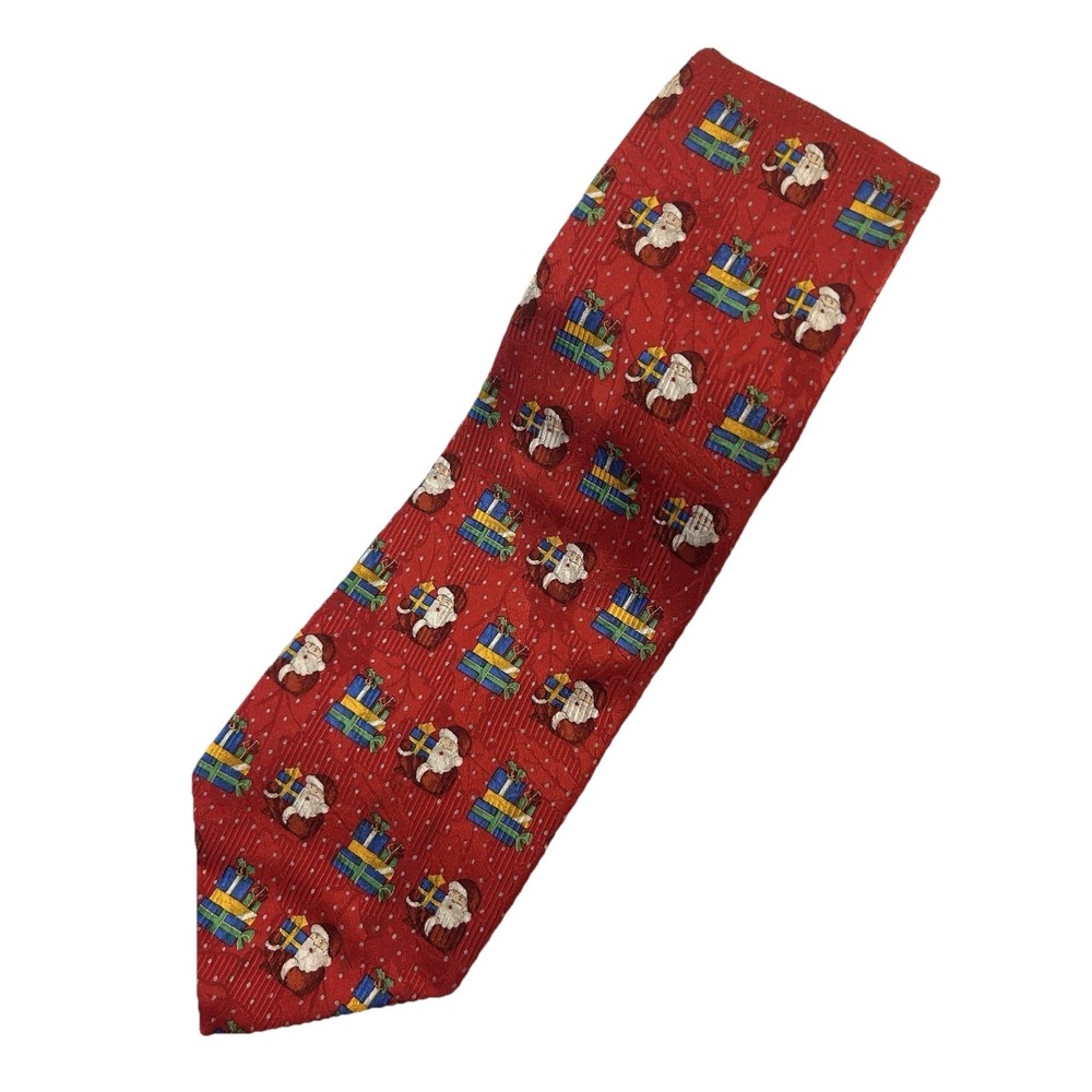 Robert Talbott Nordstrom Santa Christmas Neck Tie - Silk - Red 58"L x‎ 4"W
